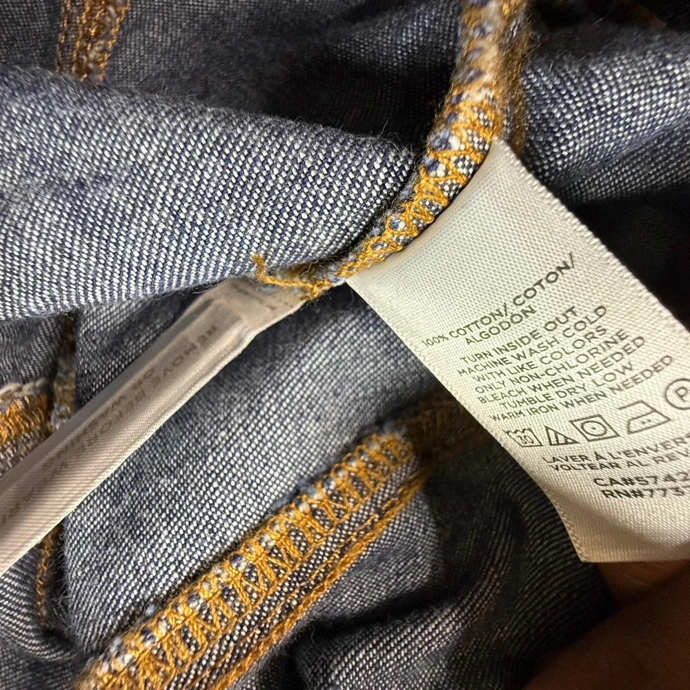 Ann Taylor Denim Skirt Womens 0 Blue EXC Tiered A-Line Button Front Boho